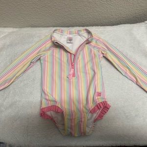 Like new, only worn a few times, Ruffle Butts rashguard swimsuit